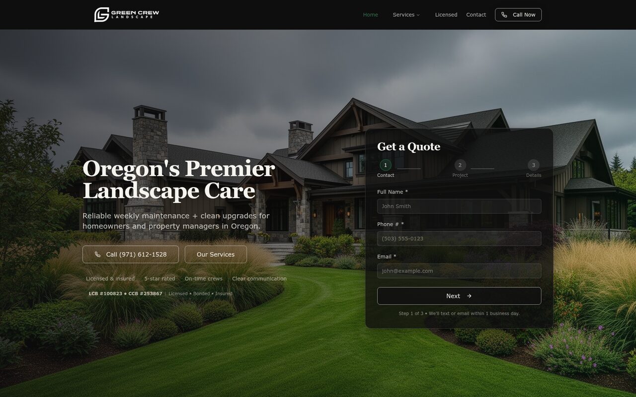 Green Crew Landscape website preview